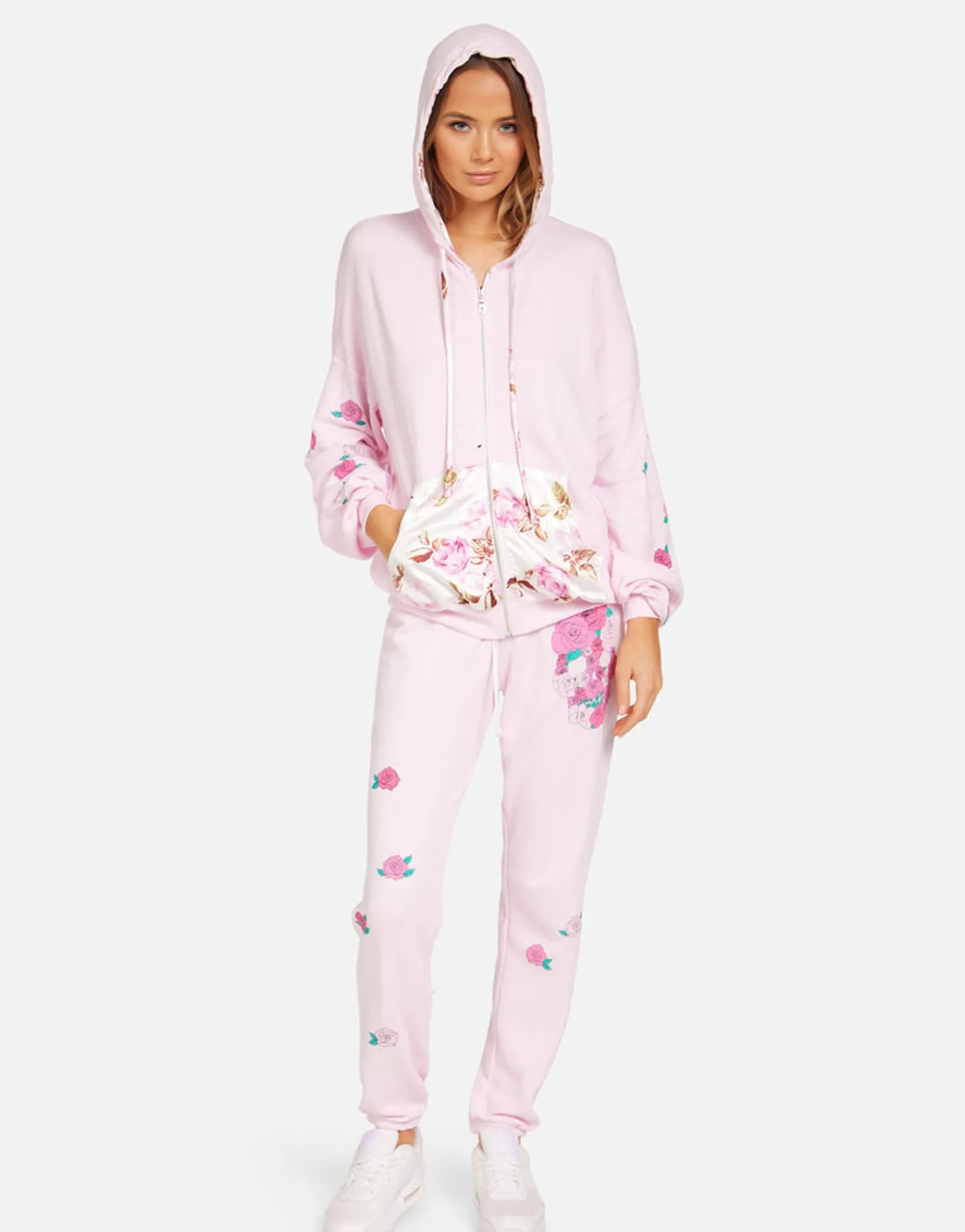 Discount Roma Pink Rose Skull Women Hoodies