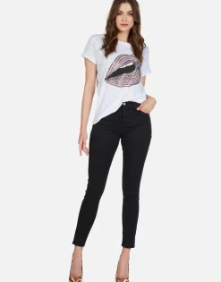 Hot Rose Gold Foil Chain Lip Vintage S/S Tee | Edda By Women Short Sleeve