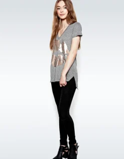 Cheap Rose Gold Foil Lip S/S V-Neck Tee | Emmalyn By Women Short Sleeve