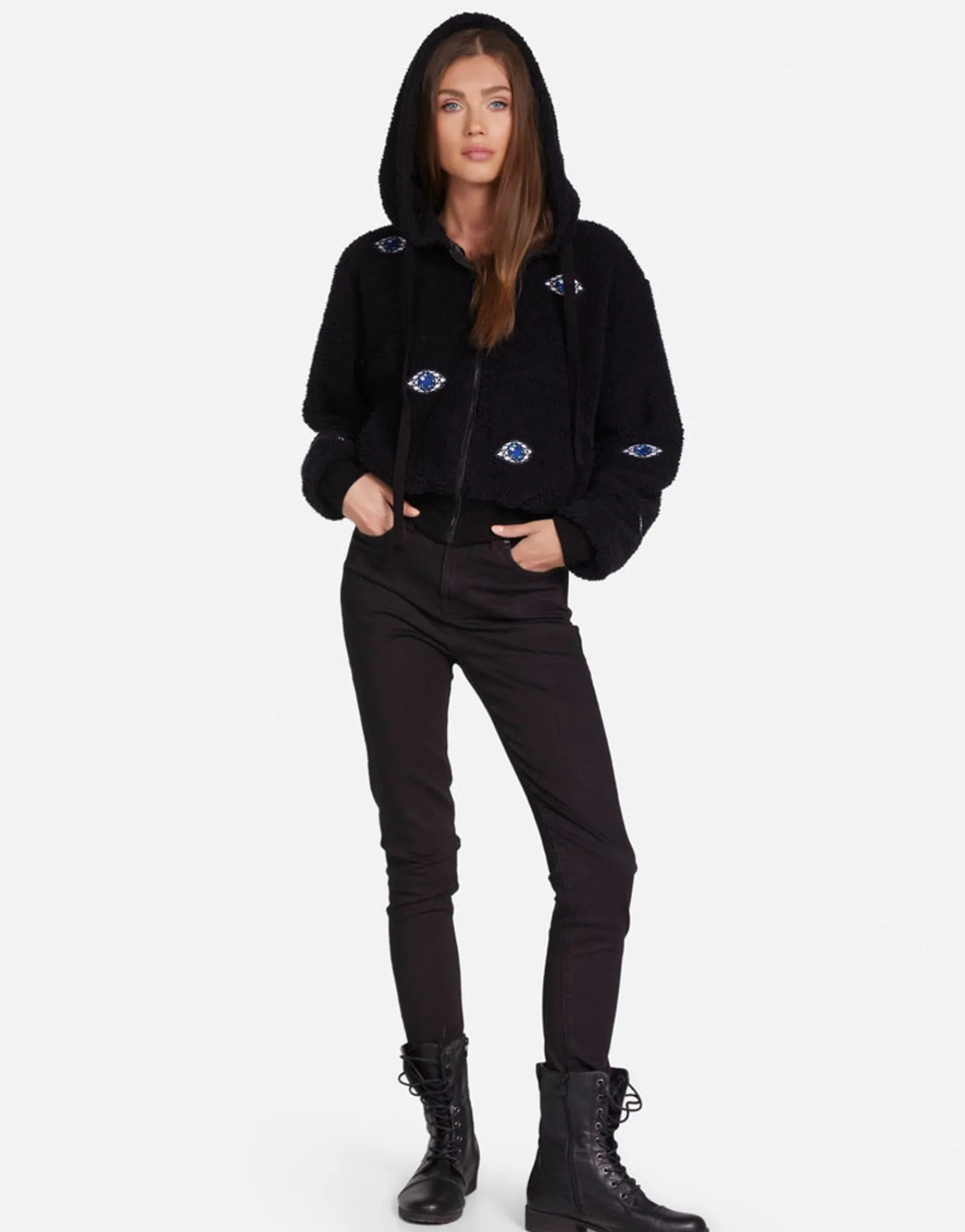 Store Sapphire Eye Sherpa Jacket In | Lumi By Women Jackets