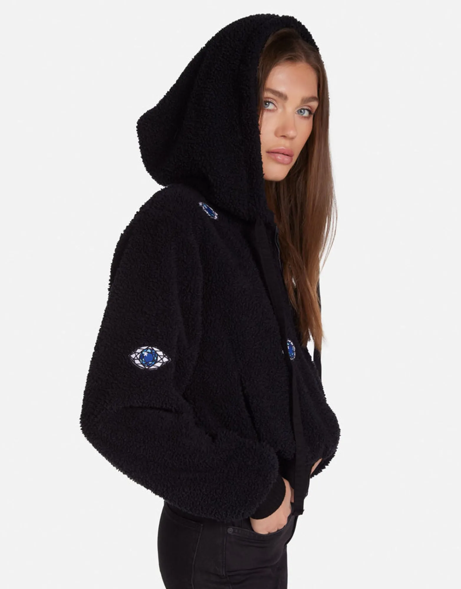 Store Sapphire Eye Sherpa Jacket In | Lumi By Women Jackets