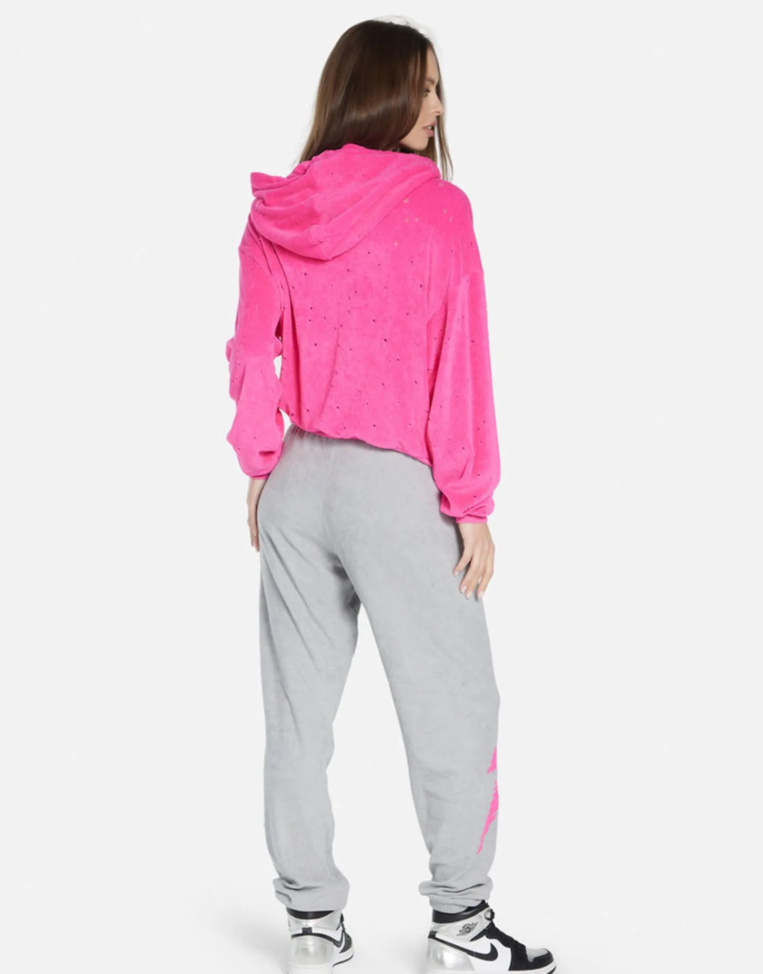 Best Scribble Lightning Pullover Hoodie In Hot Pink/ Silver | Nurys By Women Hoodies