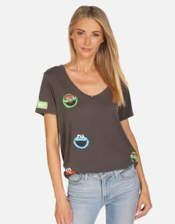Outlet Sesame Street Faces Ss Boyfriend Tee | Elara By Women Short Sleeve