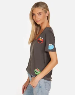 Outlet Sesame Street Faces Ss Boyfriend Tee | Elara By Women Short Sleeve