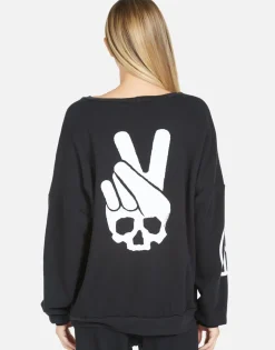 New Sierra Skull Peace Hand Women Long Sleeve