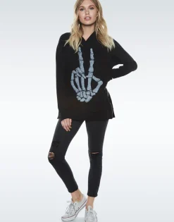 Cheap Skeleton Peace Pullover Hoodie | Corbin By Women Hoodies