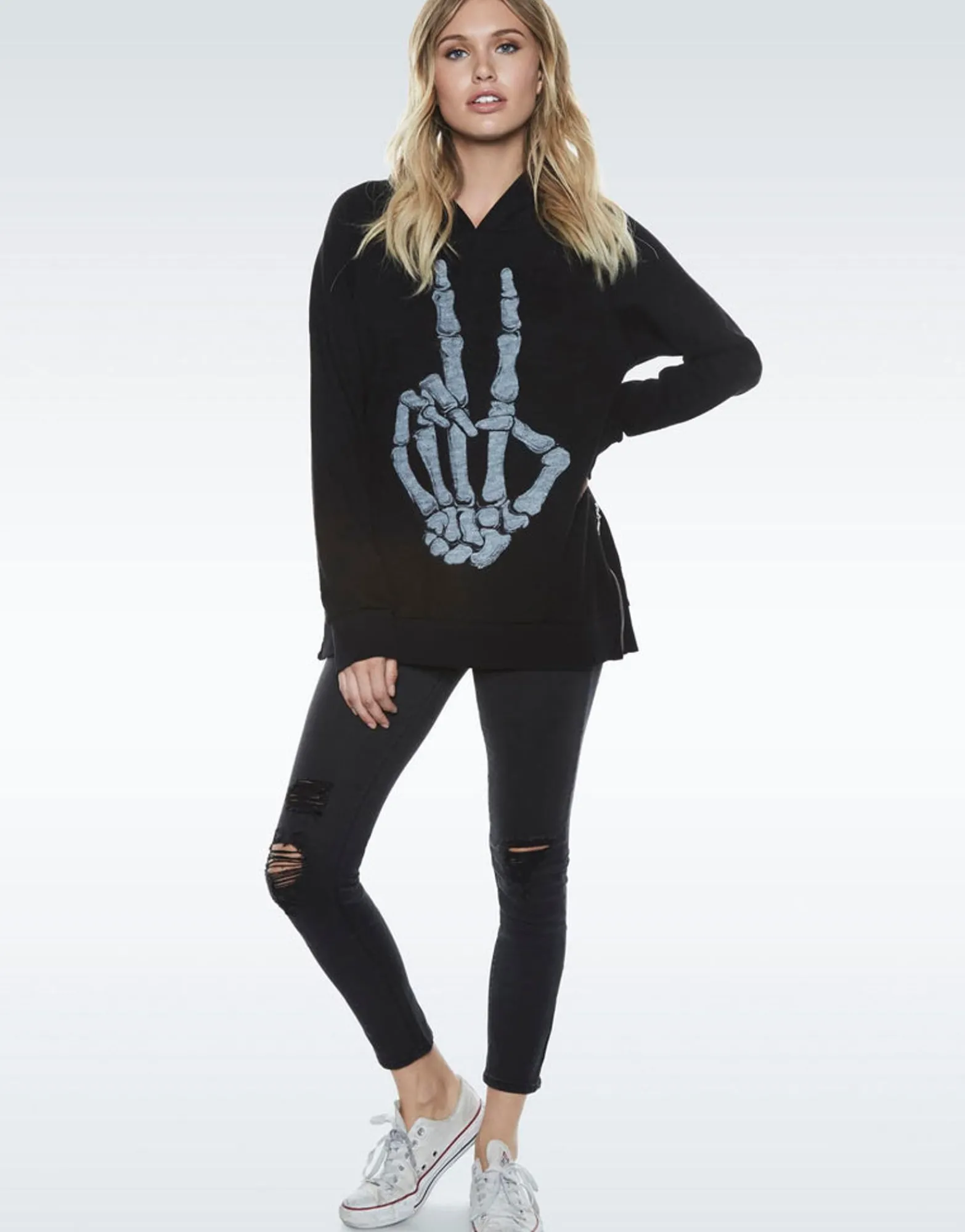 Cheap Skeleton Peace Pullover Hoodie | Corbin By Women Hoodies