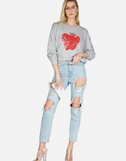 Online Skull Apple L/S Oversized Boyfriend Pullover | Babbs By Women Long Sleeve
