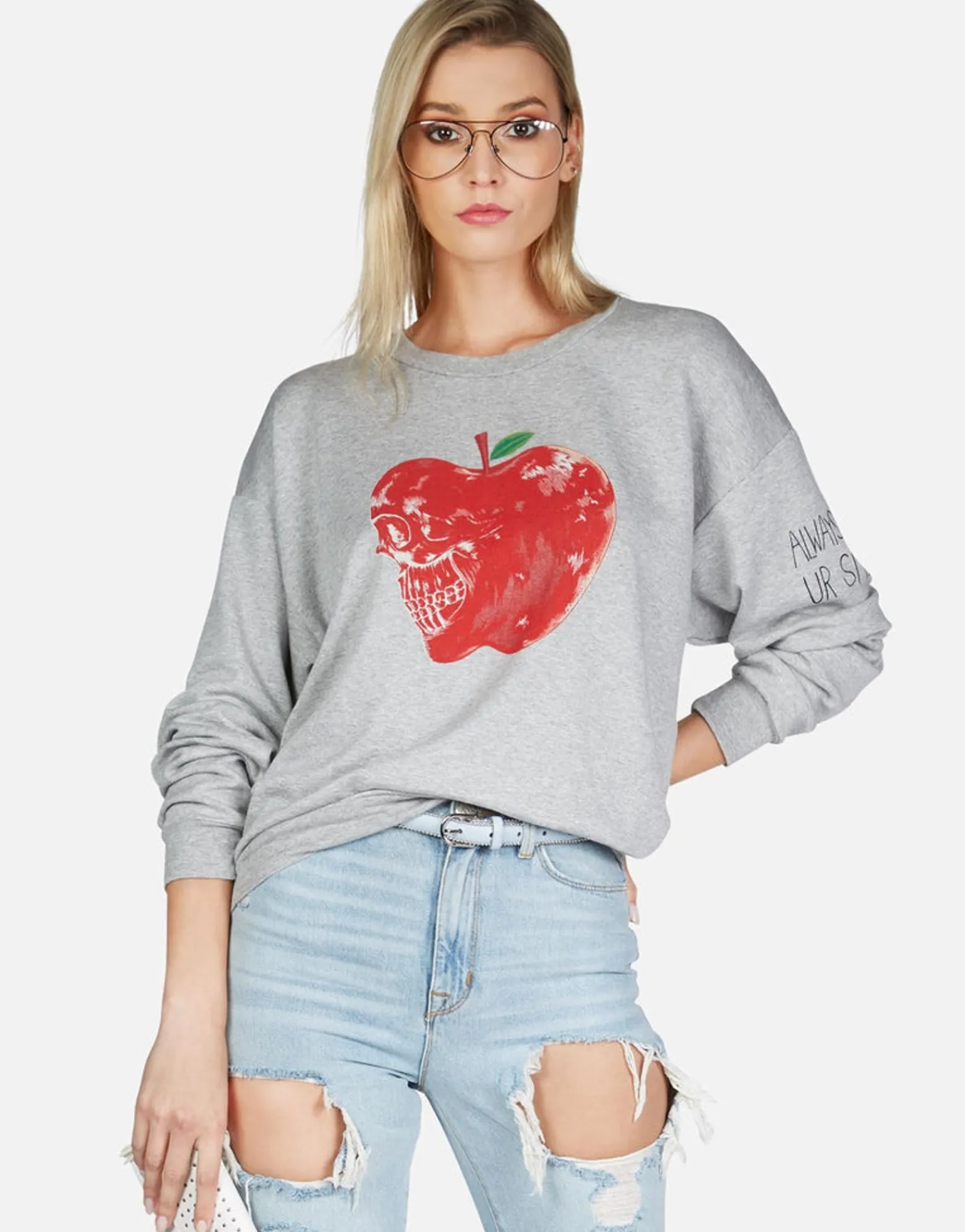 Online Skull Apple L/S Oversized Boyfriend Pullover | Babbs By Women Long Sleeve