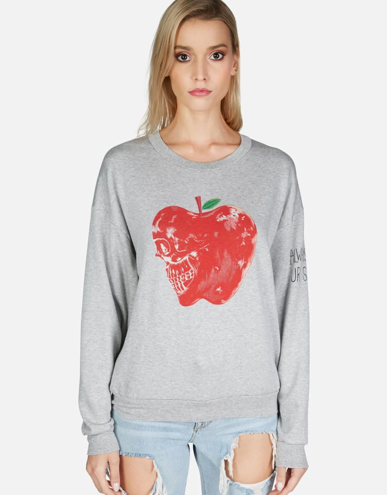 Online Skull Apple L/S Oversized Boyfriend Pullover | Babbs By Women Long Sleeve