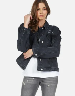 Store Skull Bone Eye Denim Boyfriend Jacket | Spencer By Women Jackets
