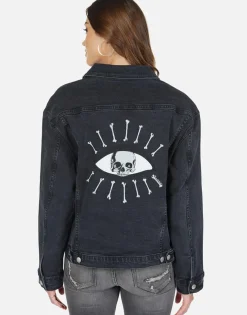 Store Skull Bone Eye Denim Boyfriend Jacket | Spencer By Women Jackets