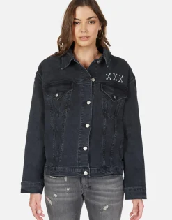 Store Skull Bone Eye Denim Boyfriend Jacket | Spencer By Women Jackets