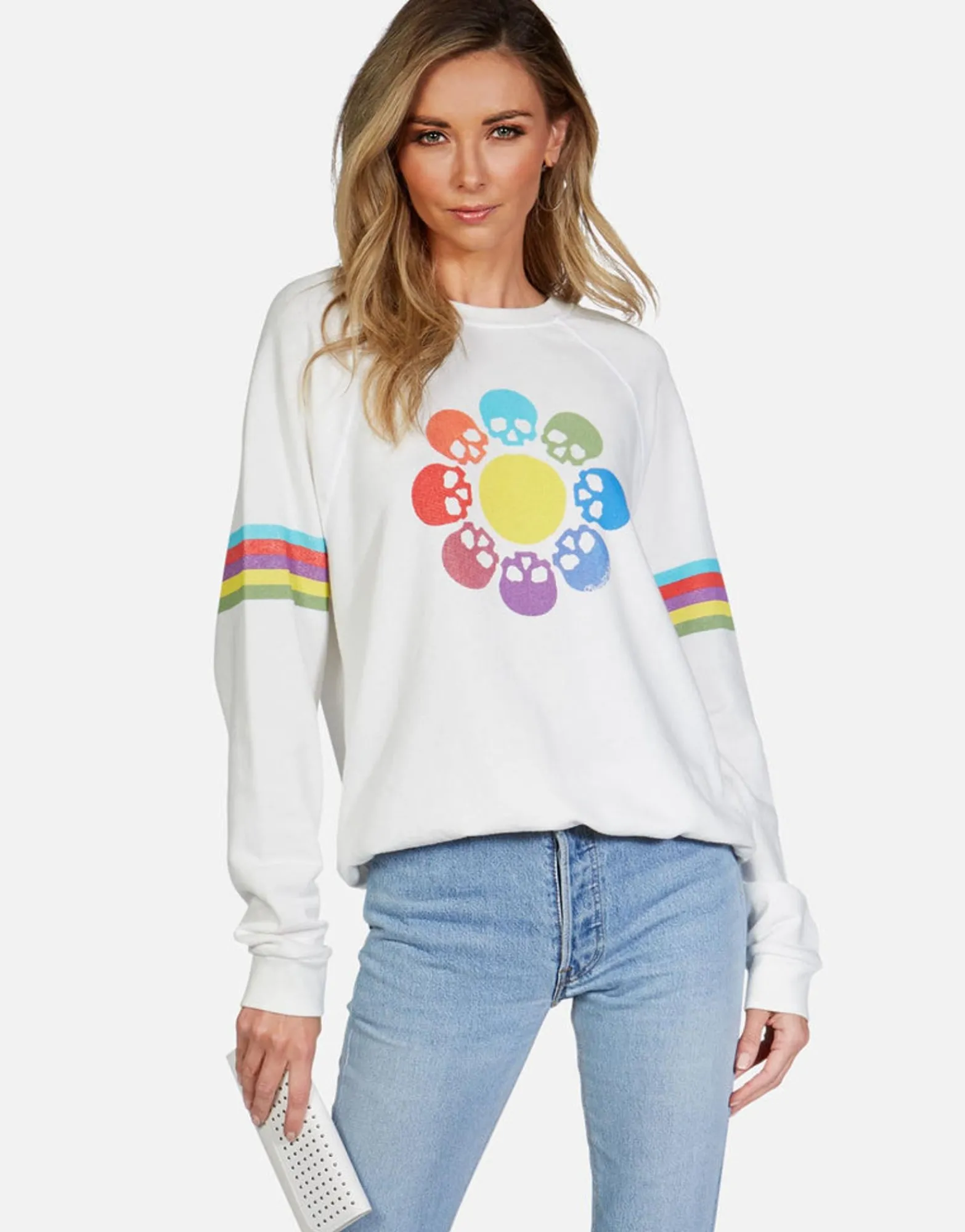 Best Sale Skull Flower L/S Crew Neck Raglan Pullover | Anela By Women Long Sleeve