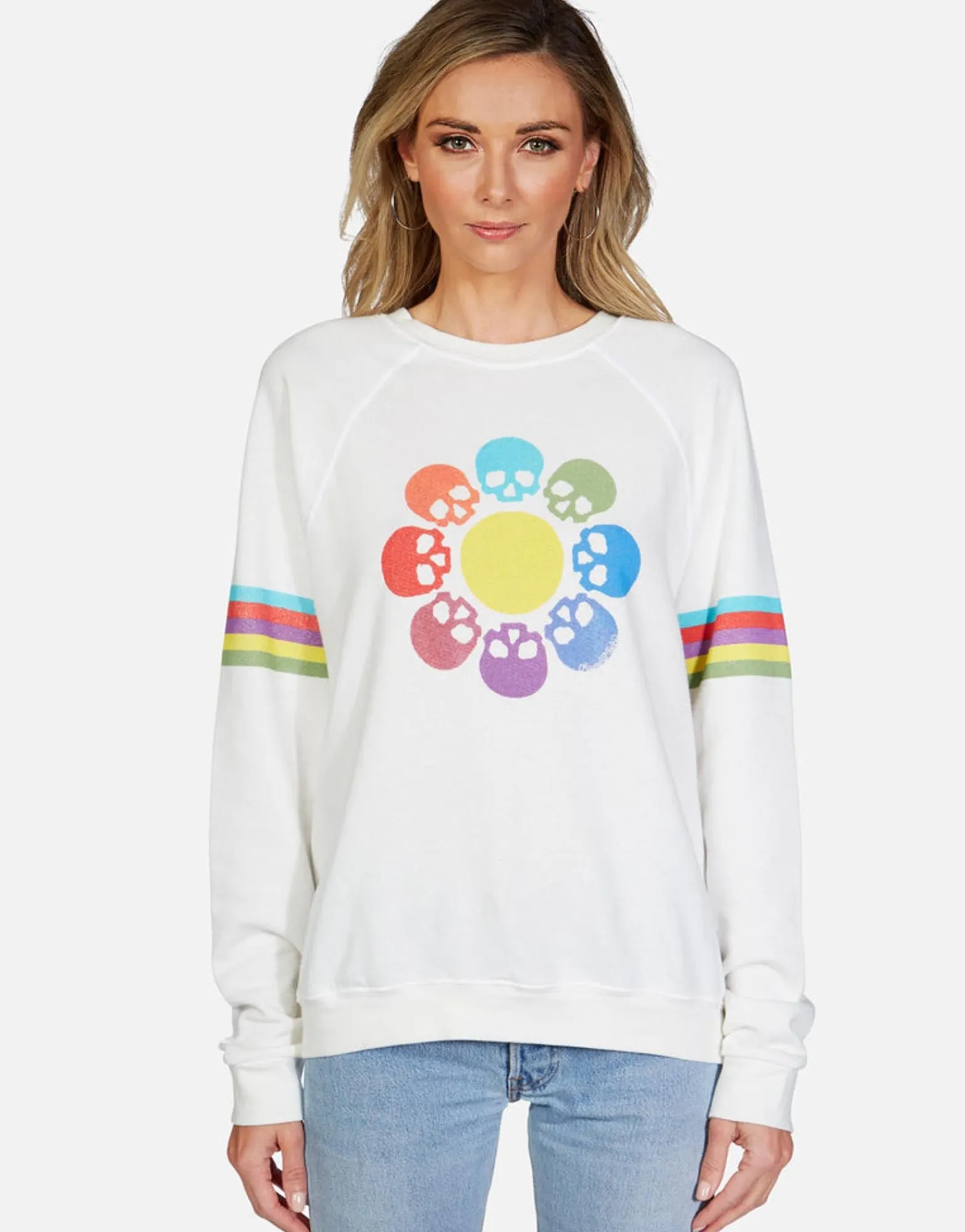 Best Sale Skull Flower L/S Crew Neck Raglan Pullover | Anela By Women Long Sleeve
