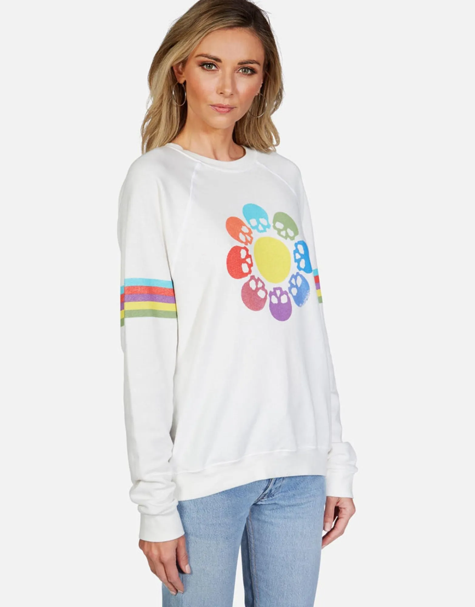 Best Sale Skull Flower L/S Crew Neck Raglan Pullover | Anela By Women Long Sleeve