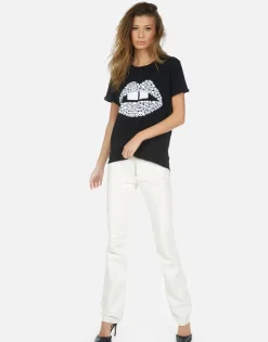 Fashion Skull Lip Boyfriend Tee | Edda By Women Short Sleeve