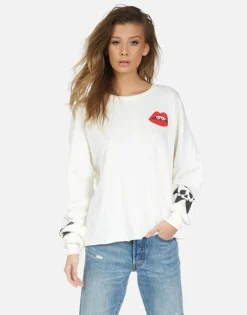 Store Skull Lip Long Sleeve Crop Pullover | Lee By Women Long Sleeve
