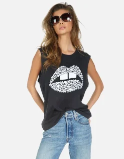 Outlet Skull Lip Tank Top | Kel X By Women Tanks