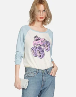 New Skull Monster Truck Raglan Tee | Nola By Women Long Sleeve