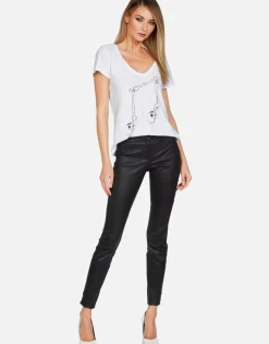 Cheap Skull Music Note S/S V-Neck Tee | Cruz By Women Short Sleeve