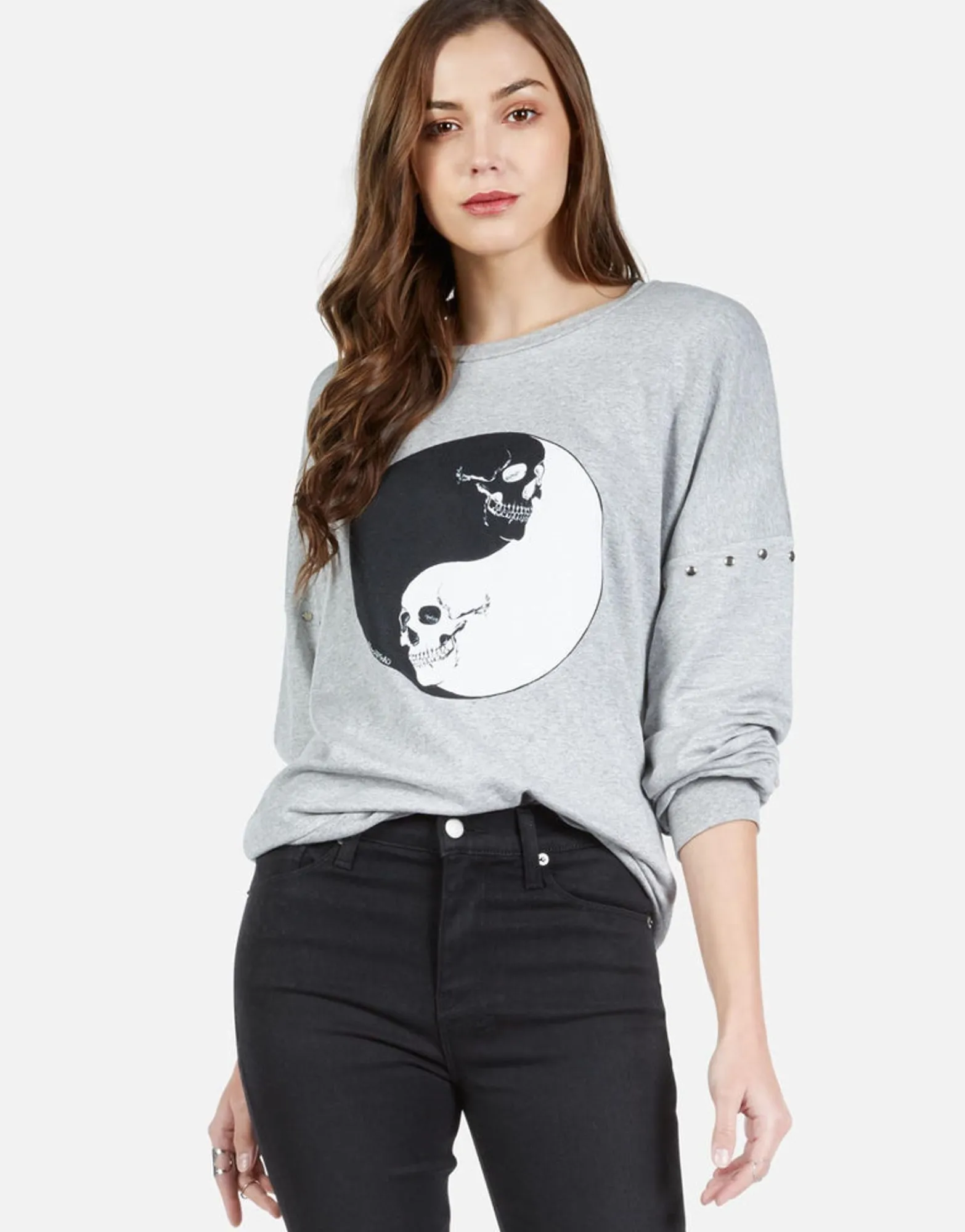 Online Skull Yin Yang L/S Boyfriend Pullover | Sierra By Women Long Sleeve