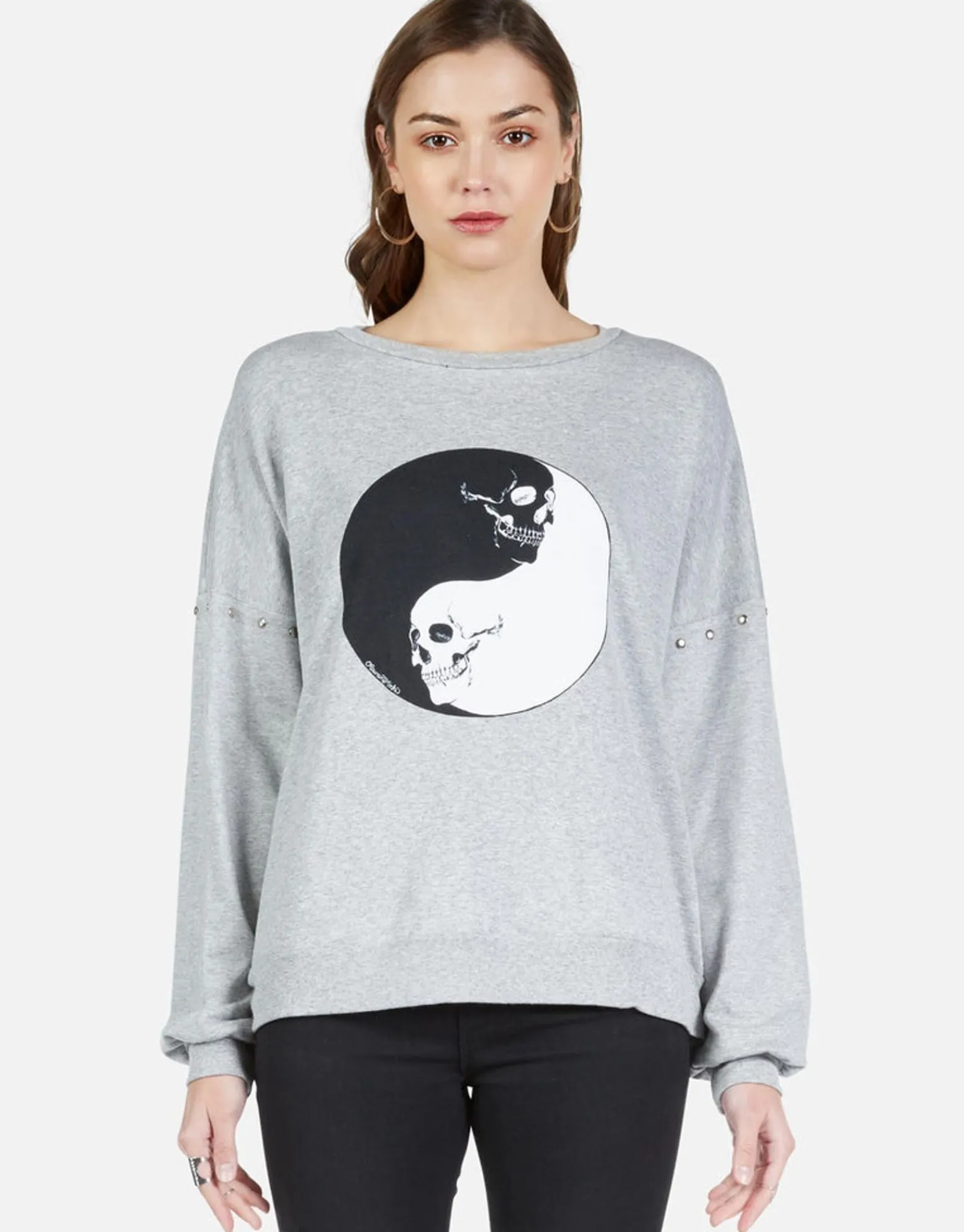 Online Skull Yin Yang L/S Boyfriend Pullover | Sierra By Women Long Sleeve