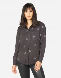 Online Sloane Mini Crystal Cross Bone Skulls Women Long Sleeve