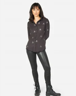 Online Sloane Mini Crystal Cross Bone Skulls Women Long Sleeve