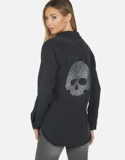 Best Sloane Nailhead Skull Women Long Sleeve