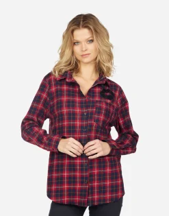 Hot Sloane Plaid Lip Women Long Sleeve