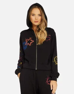Best Sale Splatter Elements Crop Zip Hoodie In | Lachelle By Women Hoodies