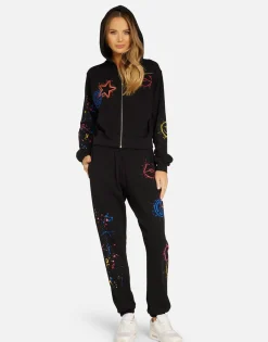 Best Sale Splatter Elements Crop Zip Hoodie In | Lachelle By Women Hoodies
