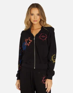 Best Sale Splatter Elements Crop Zip Hoodie In | Lachelle By Women Hoodies