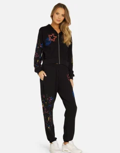 Best Sale Splatter Elements Crop Zip Hoodie In | Lachelle By Women Hoodies