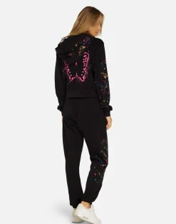 Best Sale Splatter Elements Crop Zip Hoodie In | Lachelle By Women Hoodies