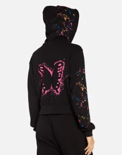 Best Sale Splatter Elements Crop Zip Hoodie In | Lachelle By Women Hoodies
