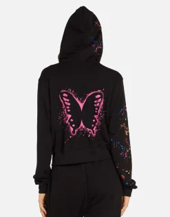 Best Sale Splatter Elements Crop Zip Hoodie In | Lachelle By Women Hoodies