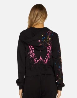Best Sale Splatter Elements Crop Zip Hoodie In | Lachelle By Women Hoodies