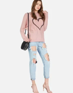 Discount Spray Heart Draped Cashmere Sweater | Ladona By Women Sweaters & Knits