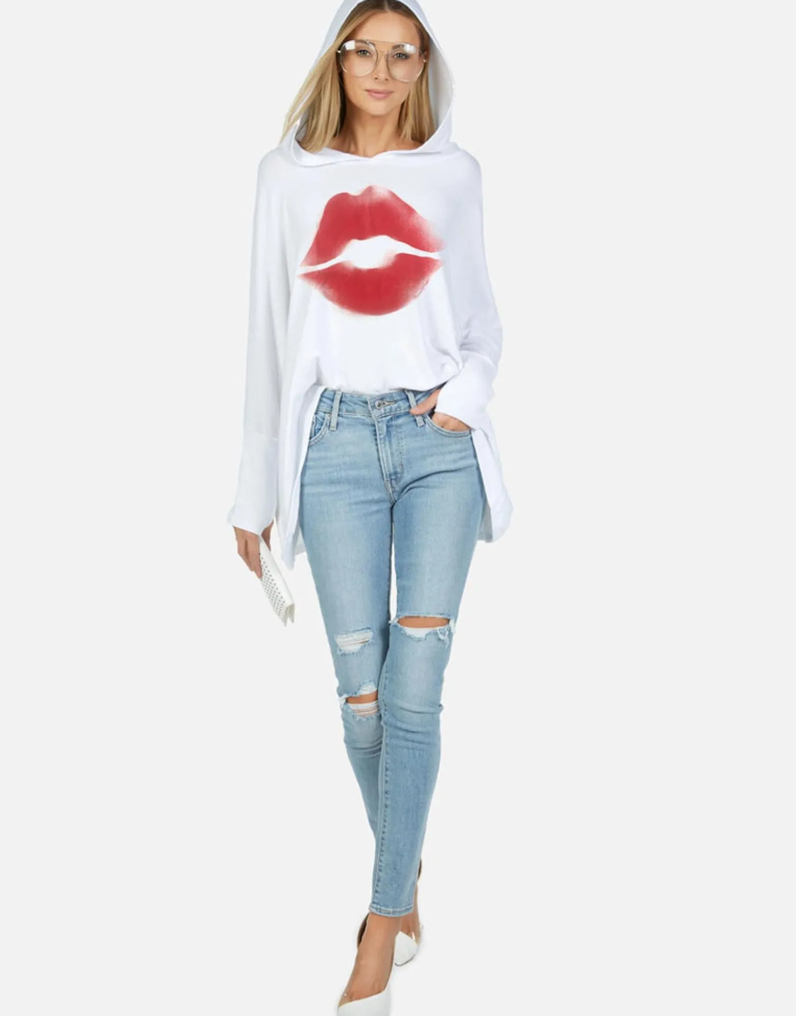Cheap Spray Kiss Oversized Pullover Hoodie | Wilma By Women Hoodies
