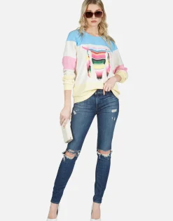 Flash Sale Stripe Bull Color Block Raglan Pullover | Lina By Women Long Sleeve