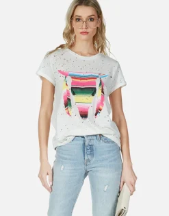 Sale Stripe Bull Roll Up Slv Vintage Tee | Bess By Women Short Sleeve