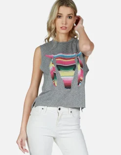 Clearance Stripe Bull Vintage Crop Muscle Tank Kinzington By Women Tanks