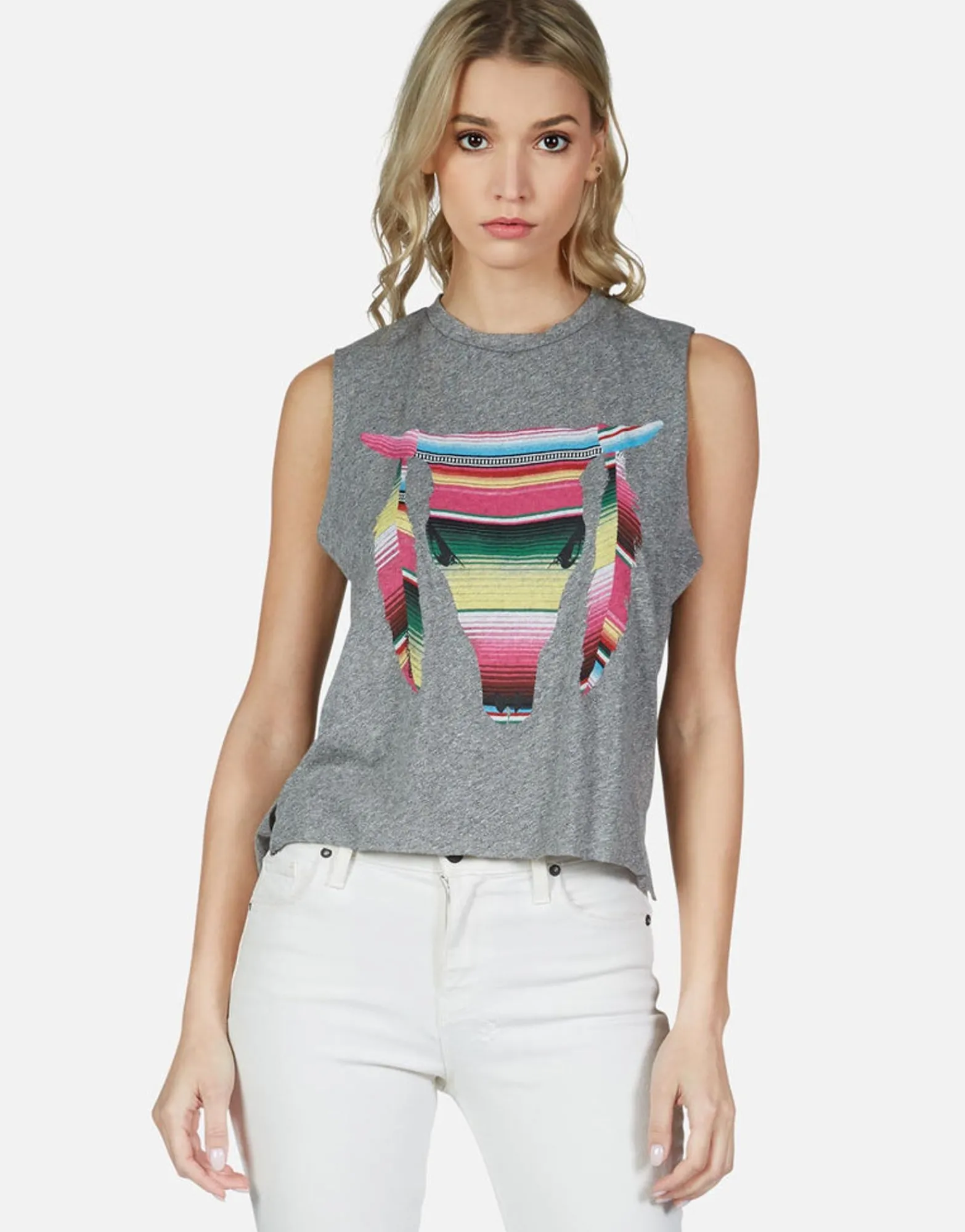 Clearance Stripe Bull Vintage Crop Muscle Tank Kinzington By Women Tanks