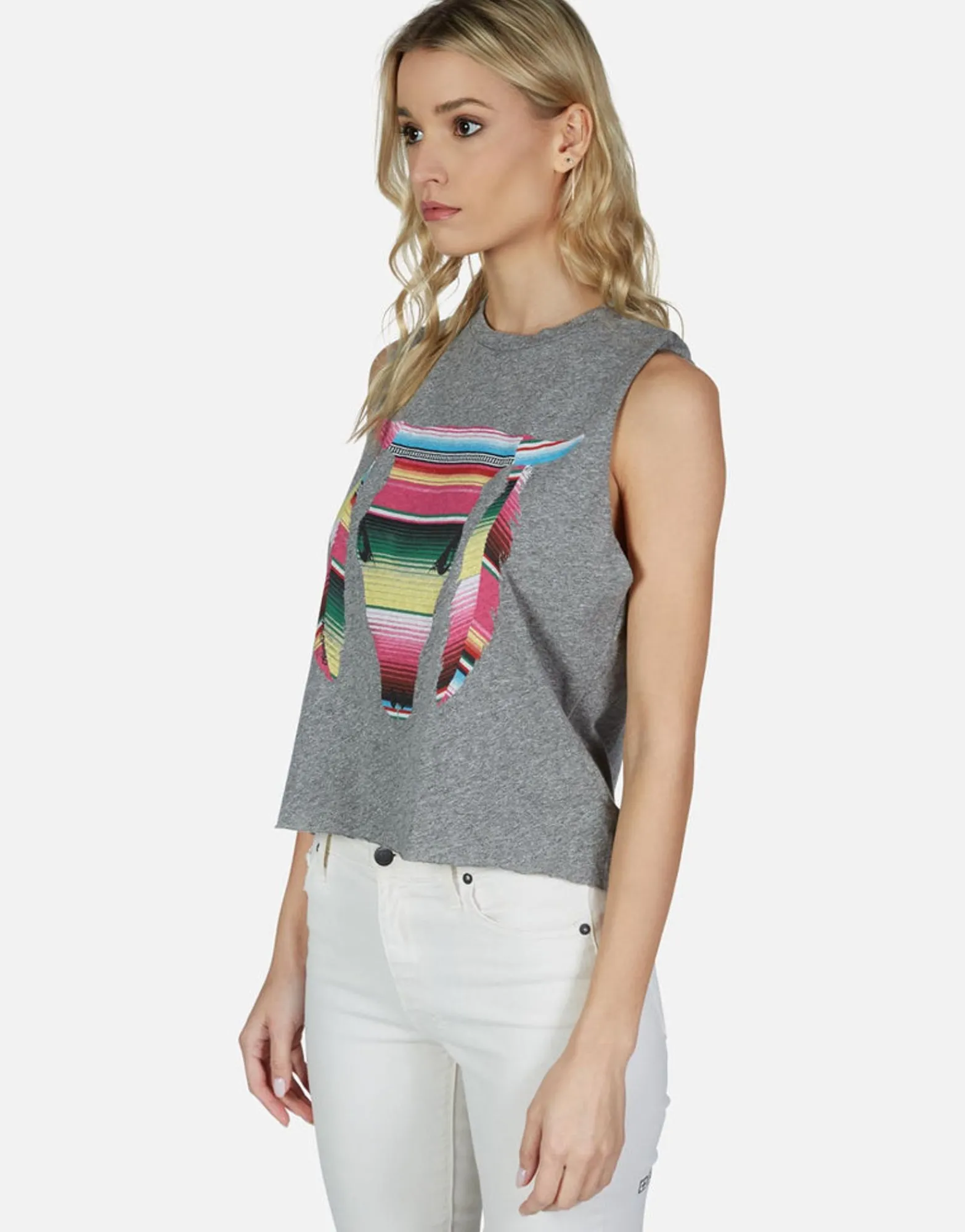 Clearance Stripe Bull Vintage Crop Muscle Tank Kinzington By Women Tanks