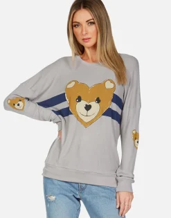 Hot Stripe Heart Teddy Thermal Pullover | Chrissy By Women Long Sleeve