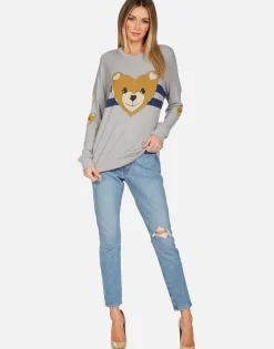 Hot Stripe Heart Teddy Thermal Pullover | Chrissy By Women Long Sleeve