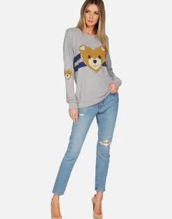 Hot Stripe Heart Teddy Thermal Pullover | Chrissy By Women Long Sleeve