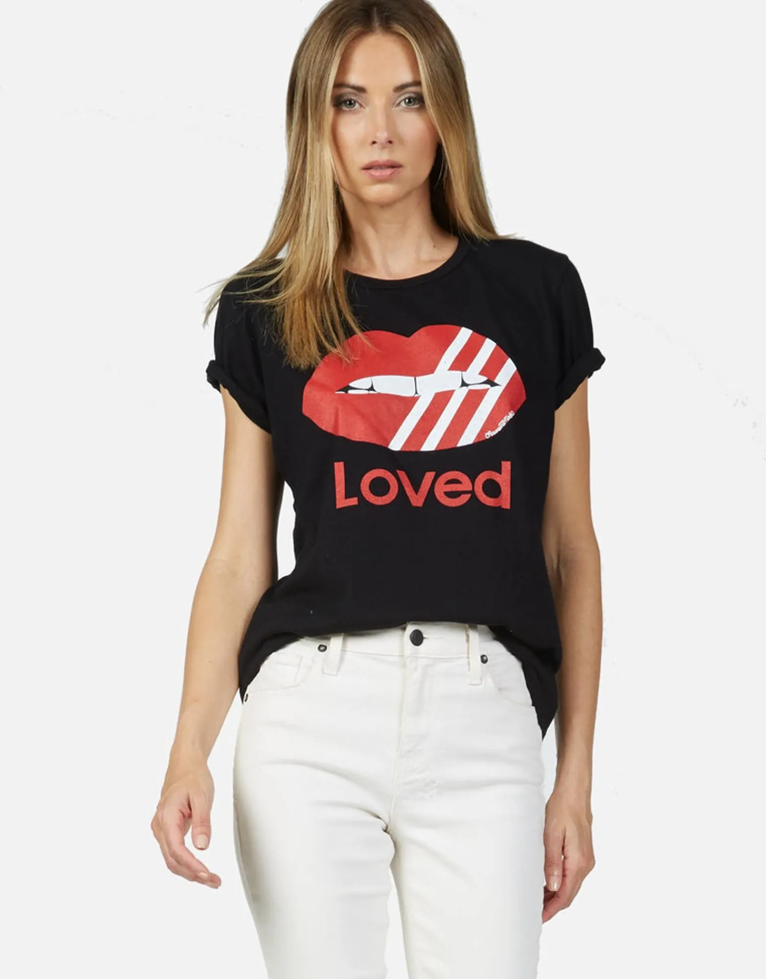 Best Sale Striped Mouth Loved S/S Vintage Tee | Croft By Women Short Sleeve